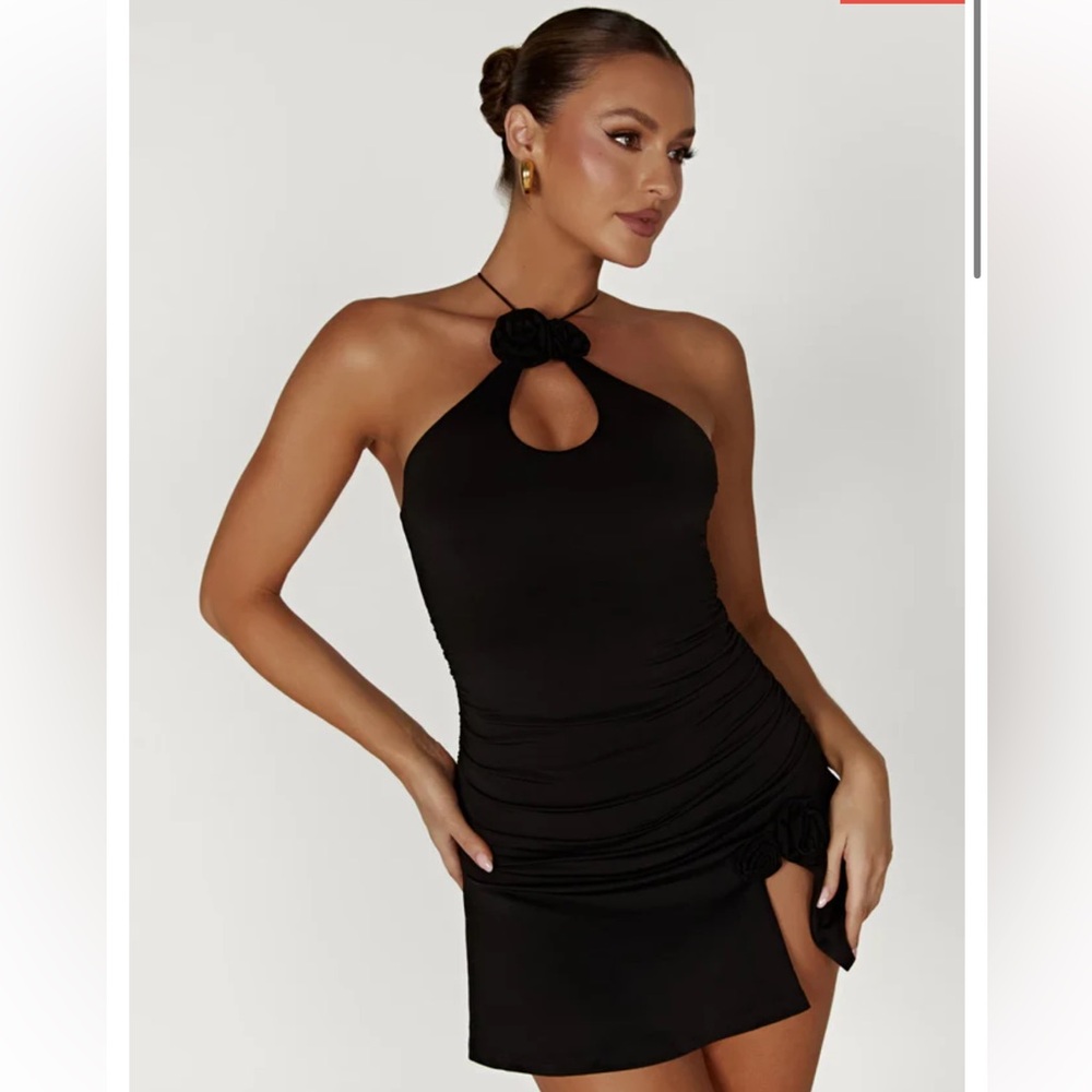 NWT Meshki Adeline Rose Halter Mini Dress